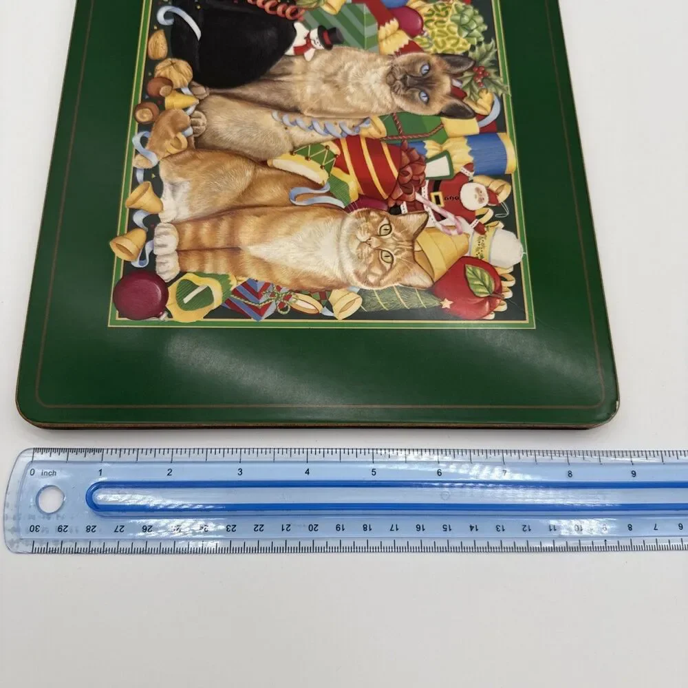 Vintage Pimpernel Cork Backed Placemat Cats Christmas Decorative Holiday Festive